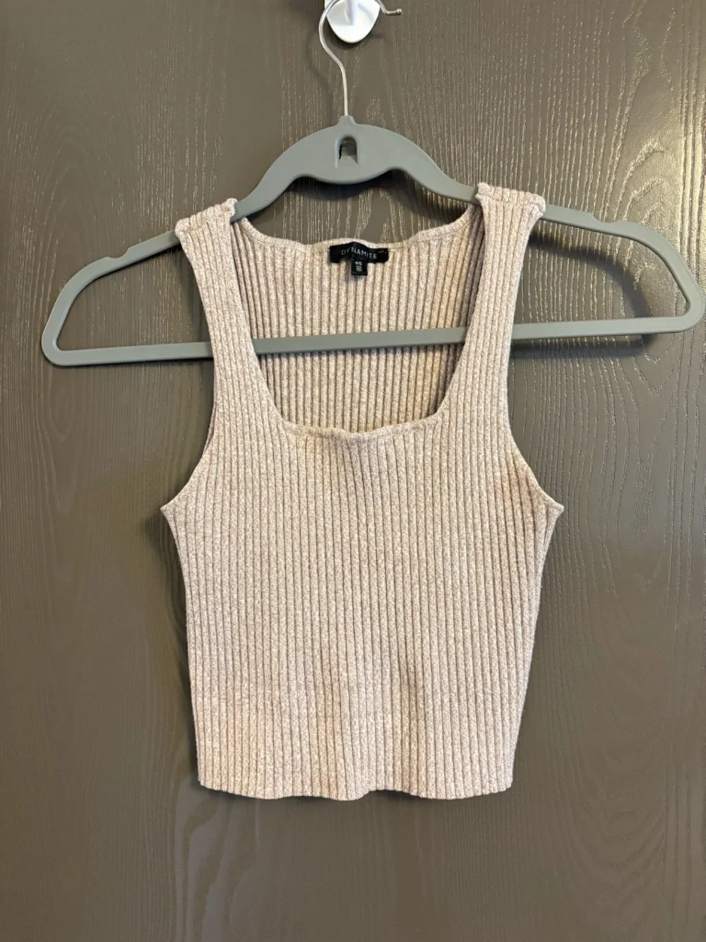 Dynamite Ribbed Tank Top - Taupe - Picture 1 of 2